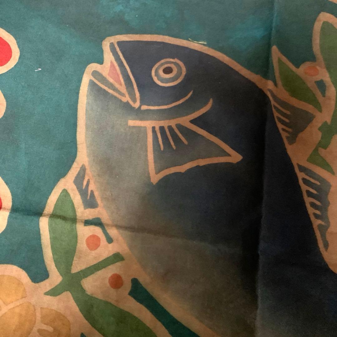 古布　大漁旗　柿渋染め　リメイク用　はぎれ