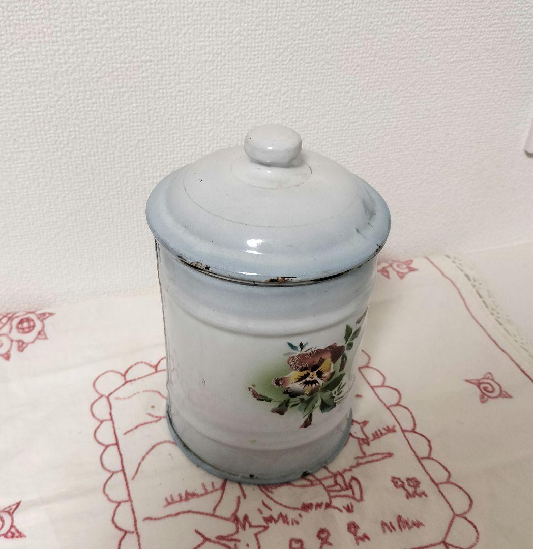 フランス JAPY ジャピー ホーロー キャニスター パンジー柄 アンティーク