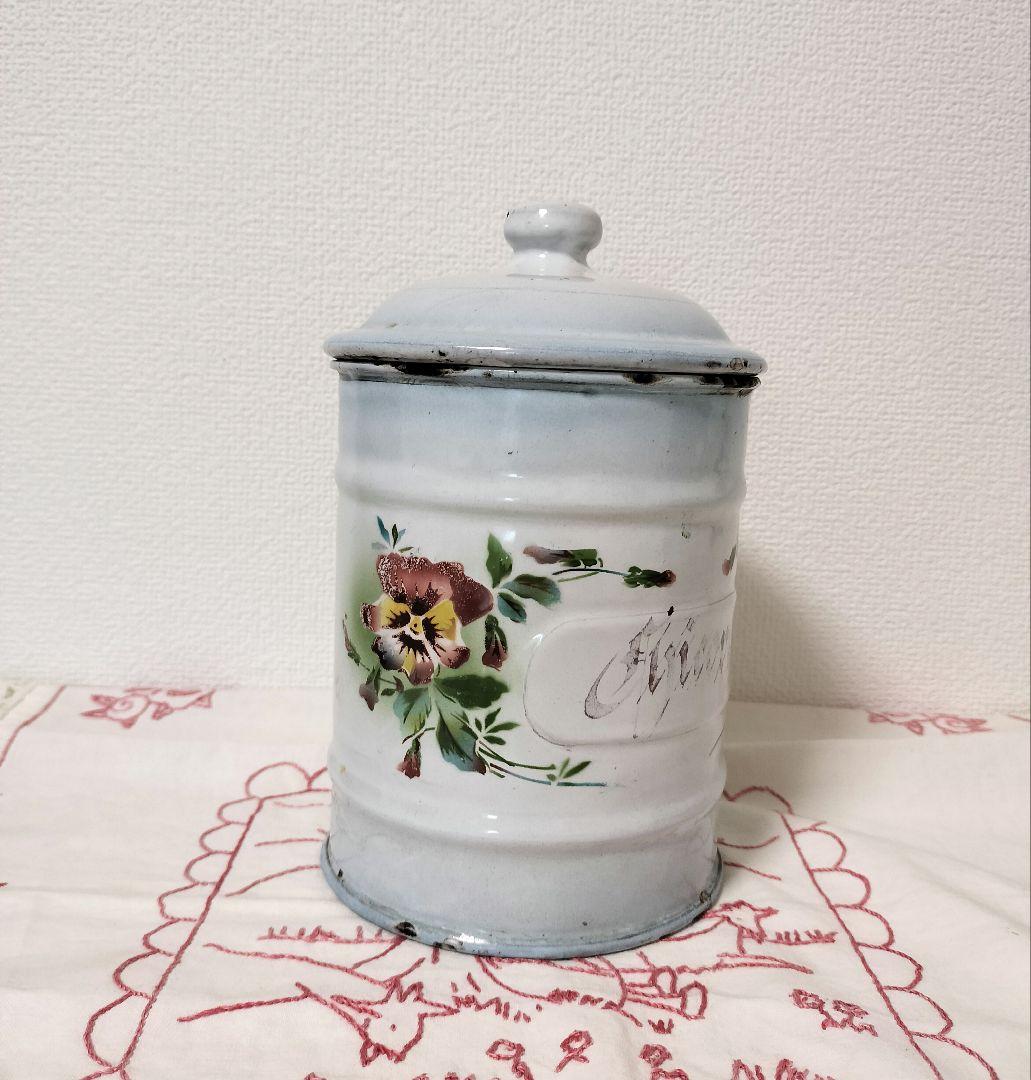 フランス JAPY ジャピー ホーロー キャニスター パンジー柄 アンティーク