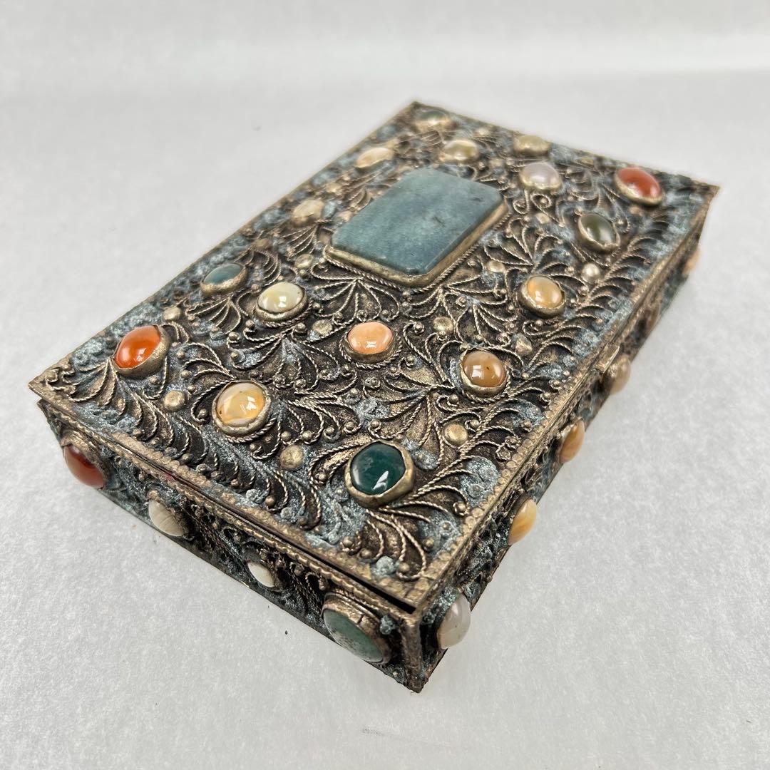 A019希少骨董外国製宝箱アンティーク高4cm幅15cm奥行10㎝現状品のみ