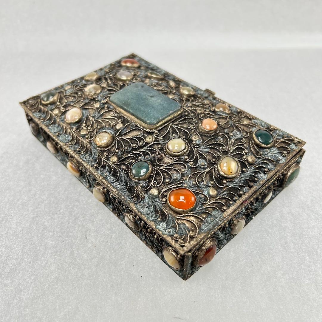 A019希少骨董外国製宝箱アンティーク高4cm幅15cm奥行10㎝現状品のみ