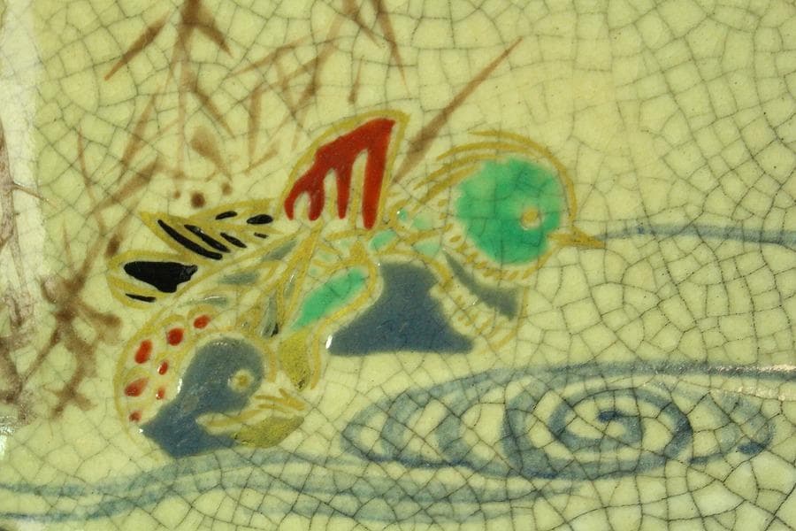 仁清写 色絵 金彩 鴛鴦流水紋 長皿 十客 古清水 茶道具(K-A227)