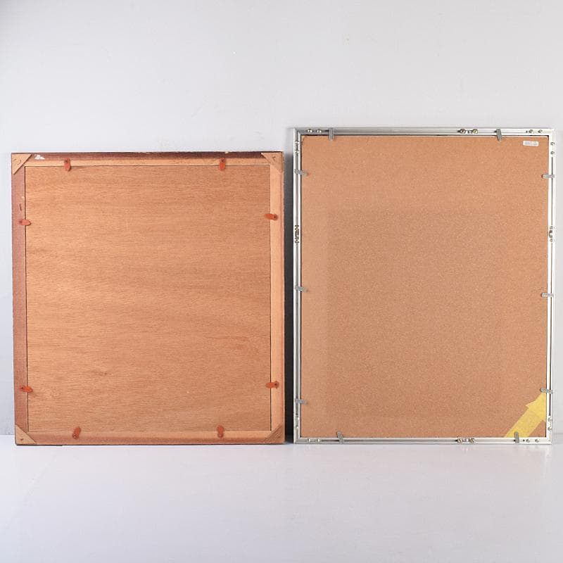 人間国宝　松枝玉記　藍染　久留米絣　綿織物　月兎　馬　額装　2点　CR7561B