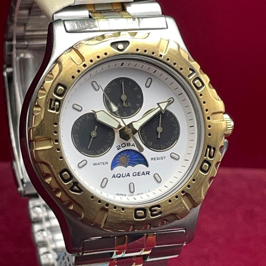 希少 未使用 90s SEIKO ALBA アクアギア ムーンフェイズ ダイバー