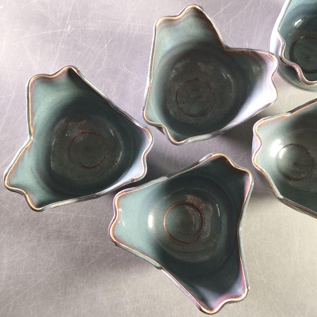 A884-6/清水六兵衛 造/紫翠釉向付/5客/盛鉢/飾皿/小鉢/