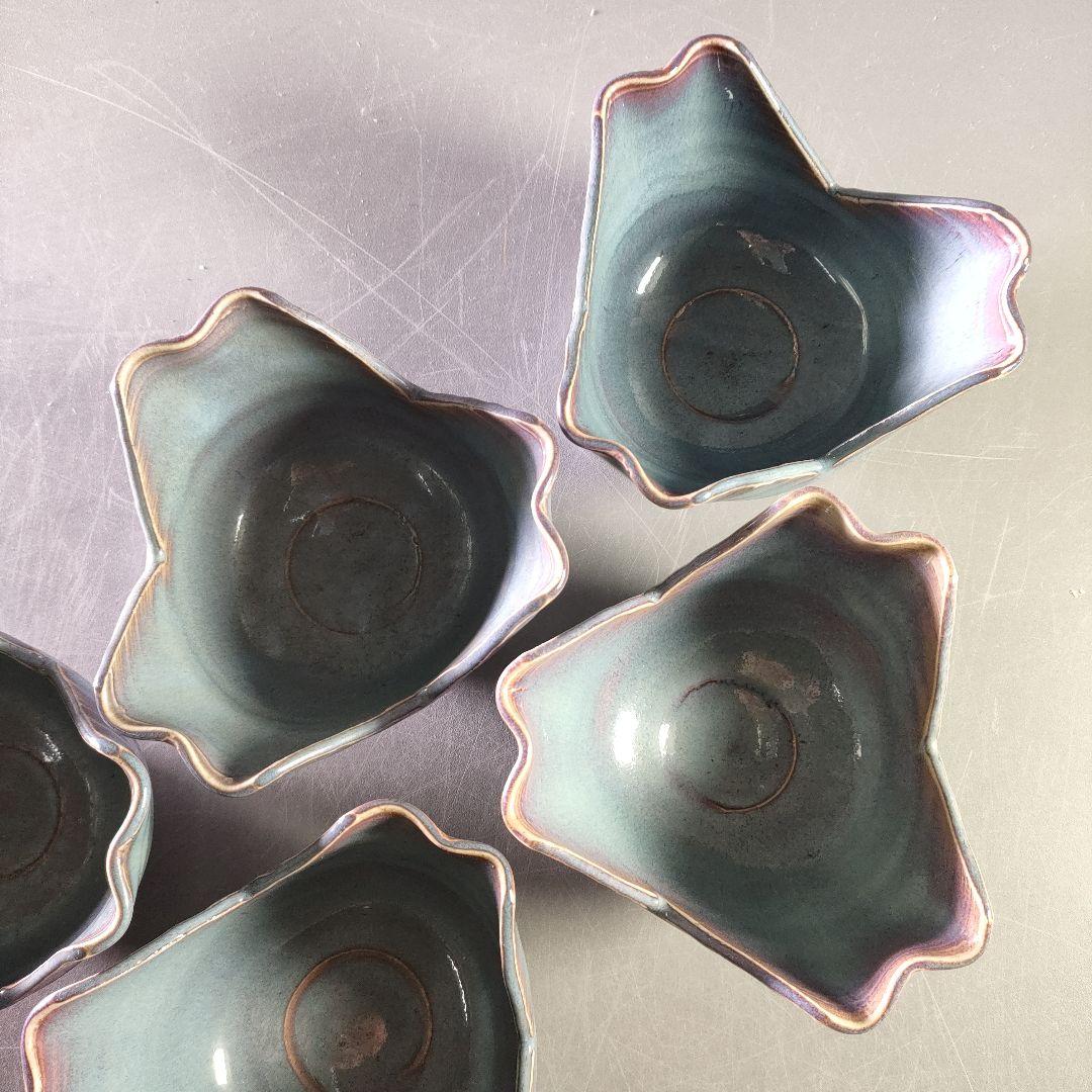 A884-6/清水六兵衛 造/紫翠釉向付/5客/盛鉢/飾皿/小鉢/