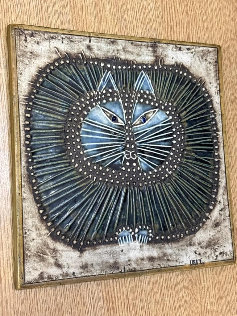 希少 Lisa Larsonリサ ラーソン UNIK Katt 猫 ブルー 陶版