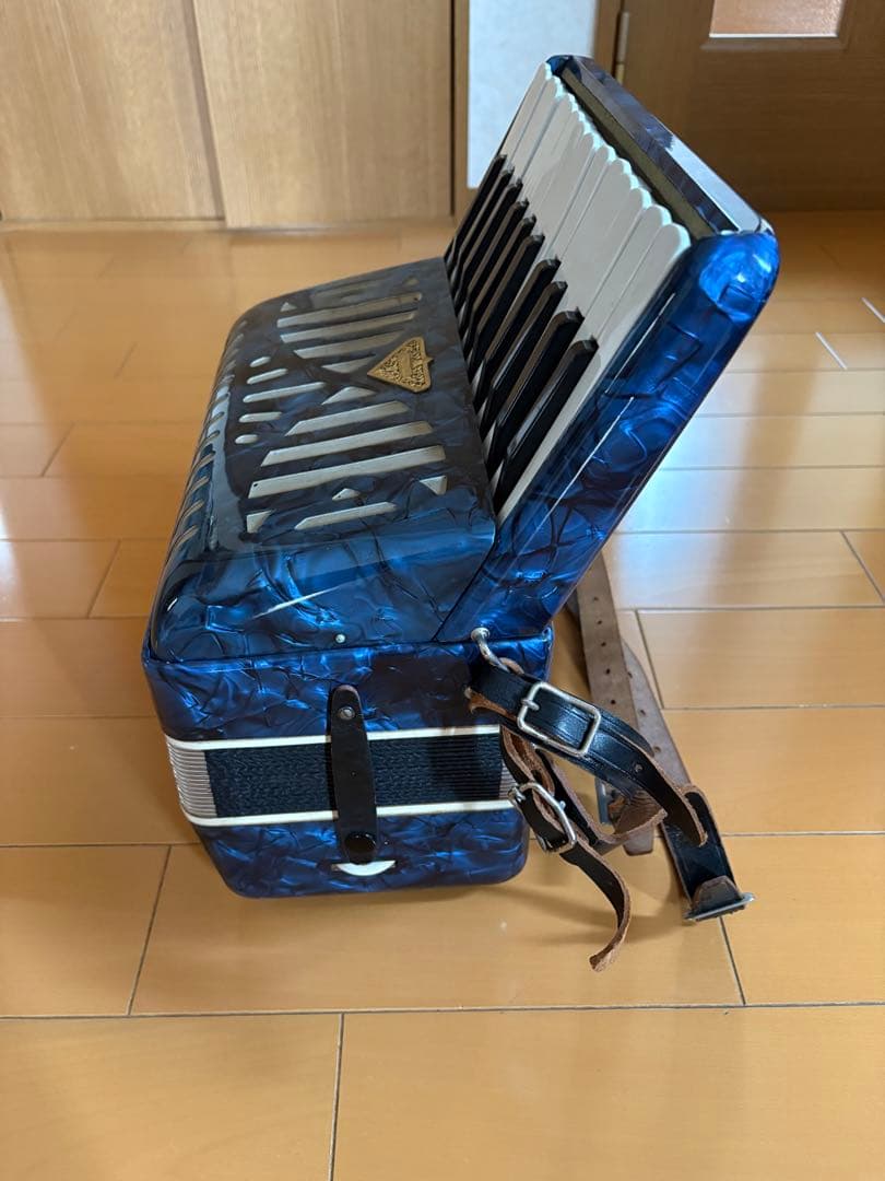 青色マーブル　アコーディオン