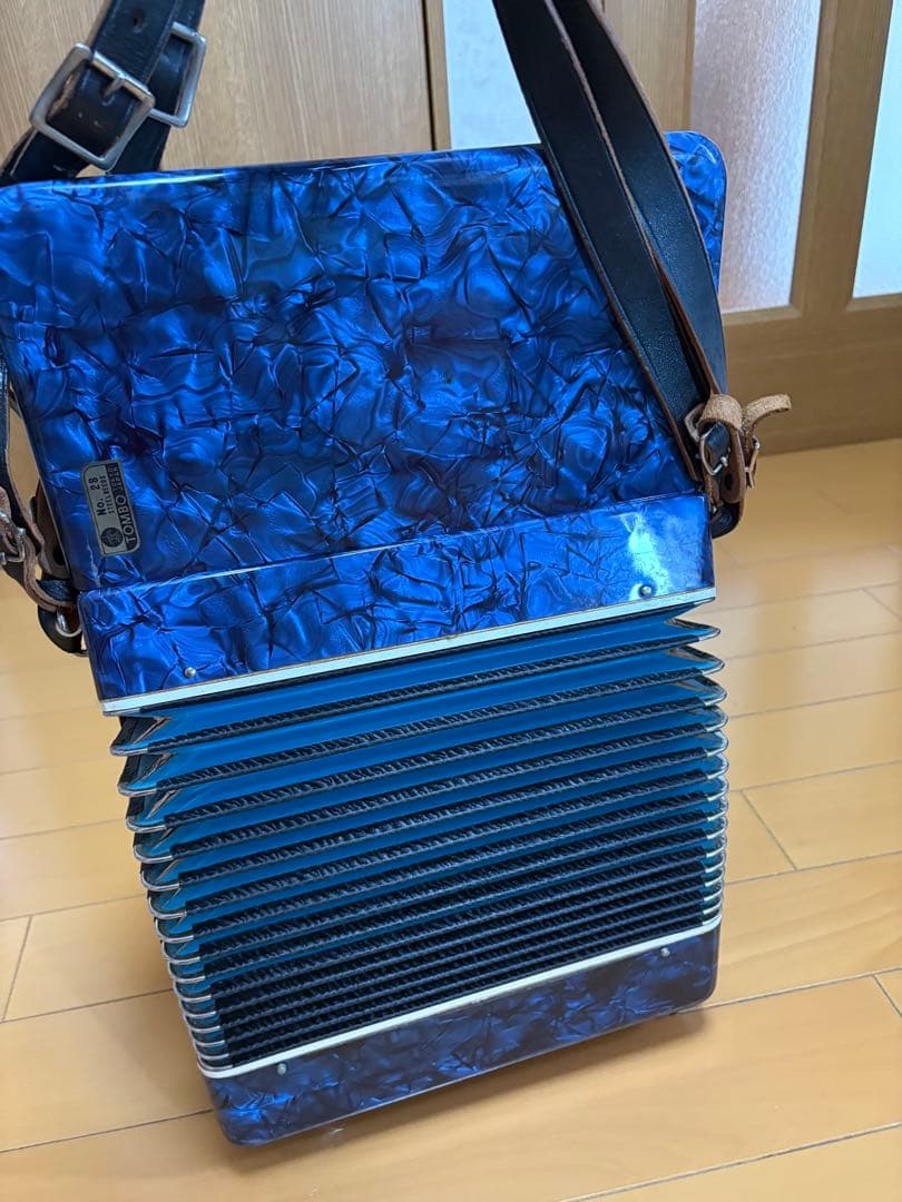 青色マーブル　アコーディオン