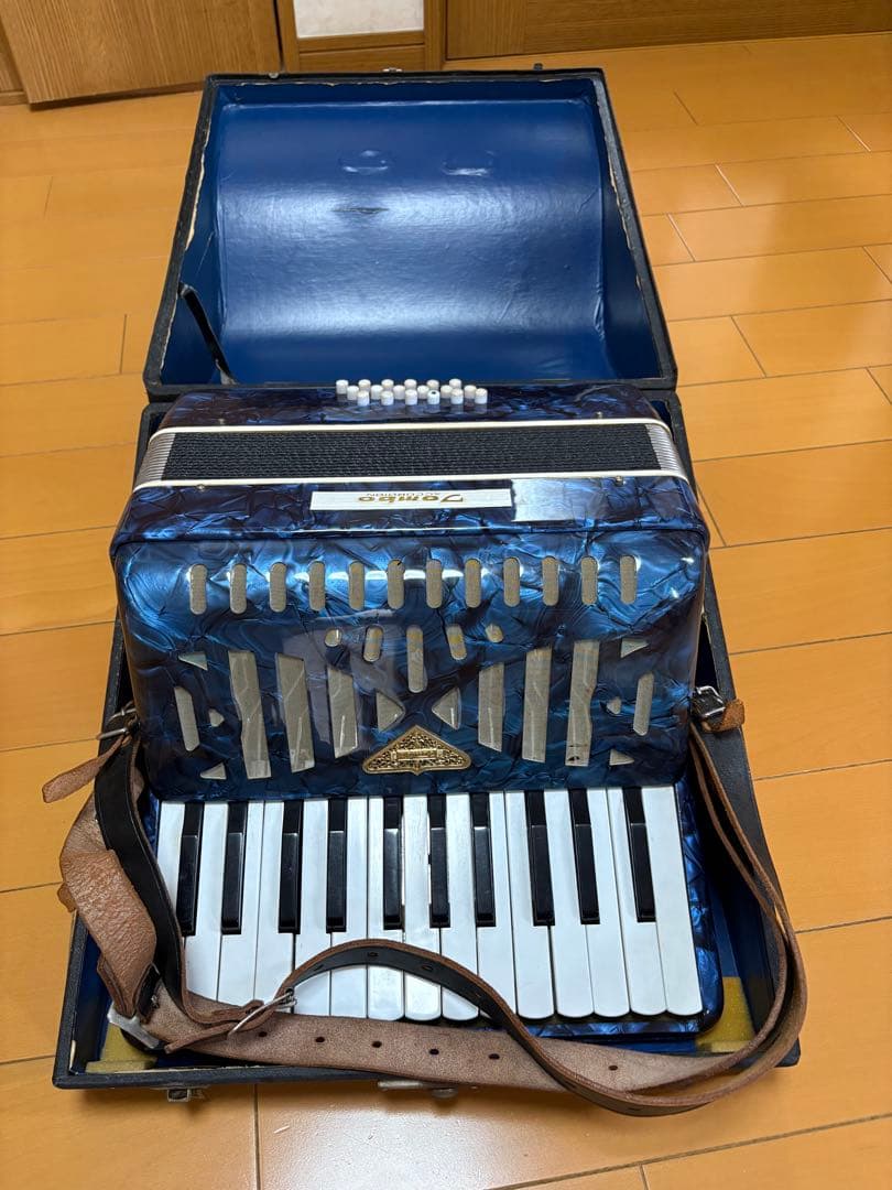 青色マーブル　アコーディオン