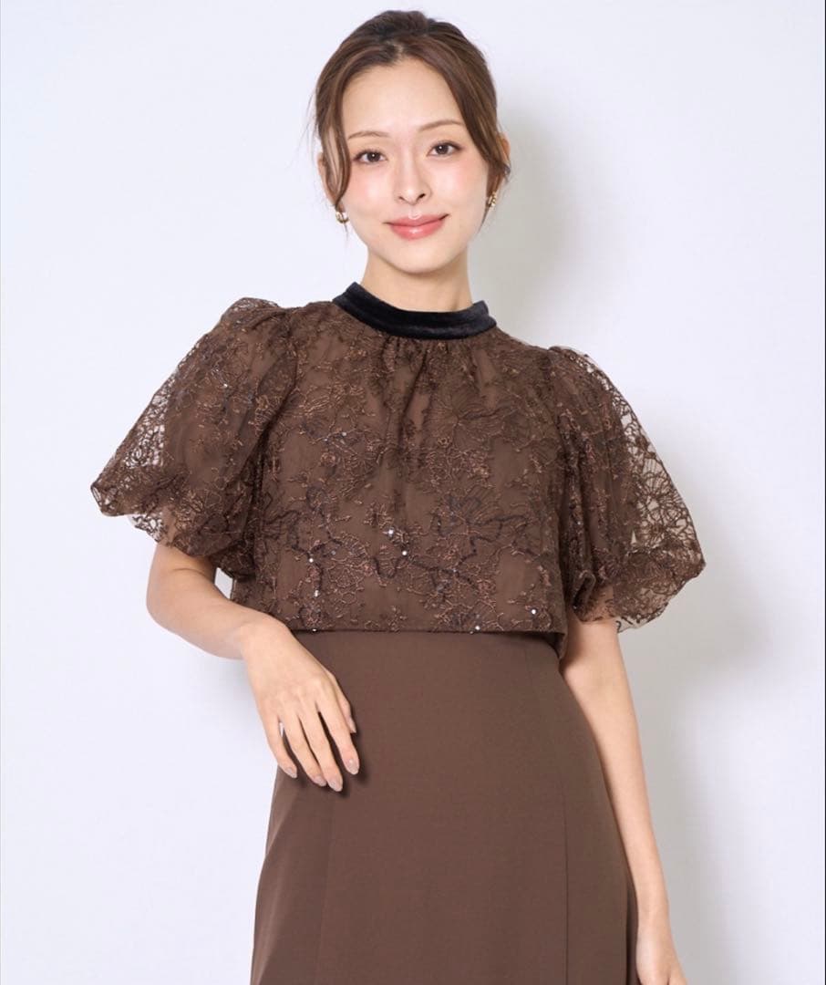 【即日発送/値下不可】ベロアトリミングブラウス×ドレス