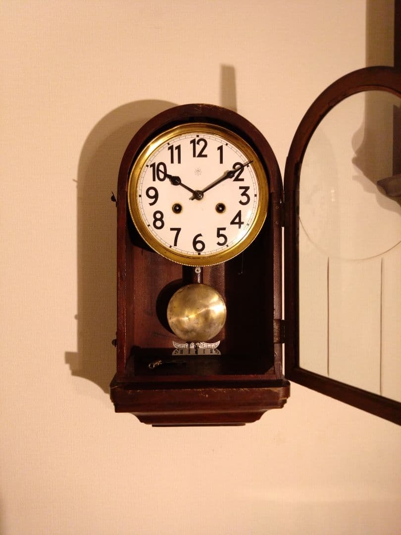 柱時計　ユンハンス　R型　琺瑯　ゼンマイ　昭和レトロ　アンティーク　精工舎