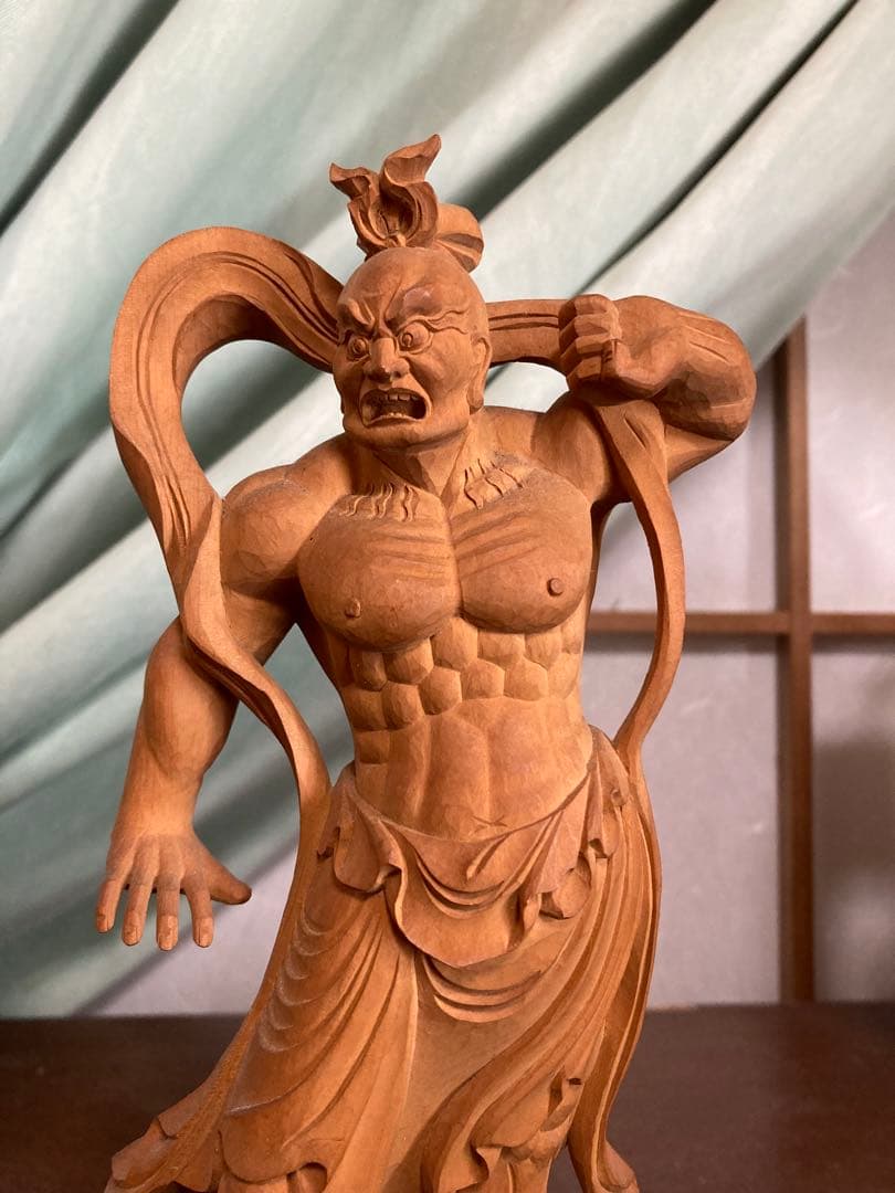 金剛力士像/仁王像/【一対】高さ21センチ　木彫　細密彫刻