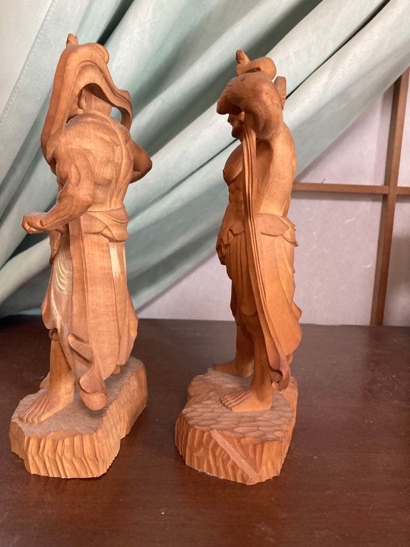 金剛力士像/仁王像/【一対】高さ21センチ　木彫　細密彫刻