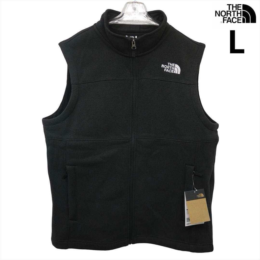 US限定 新品 ノースフェイス フルジップ ベスト L 肉厚 ニット 裏フリース