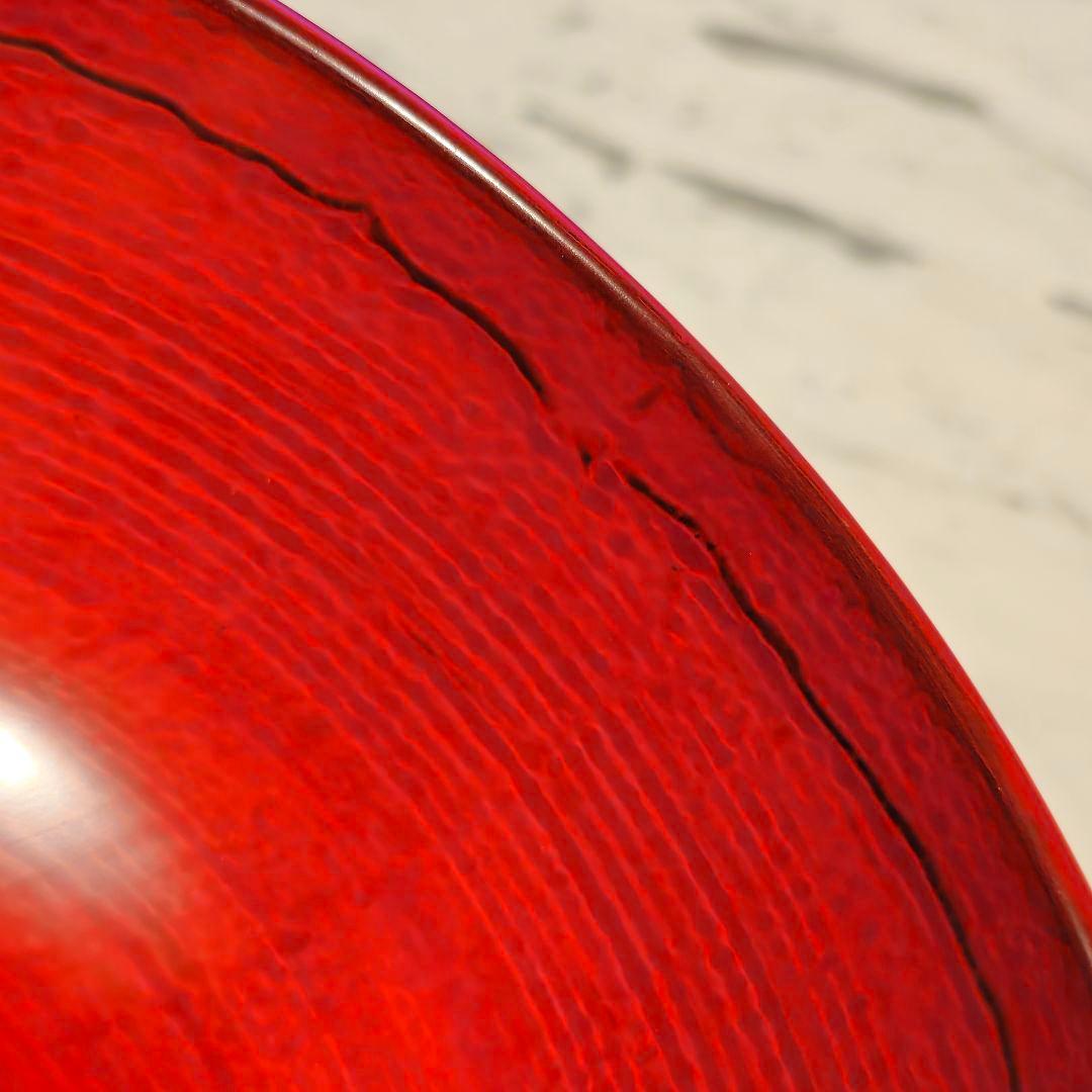 輪島塗 角偉三郎 最晩年作 朱 合鹿椀 六ツ星銘 真作保証