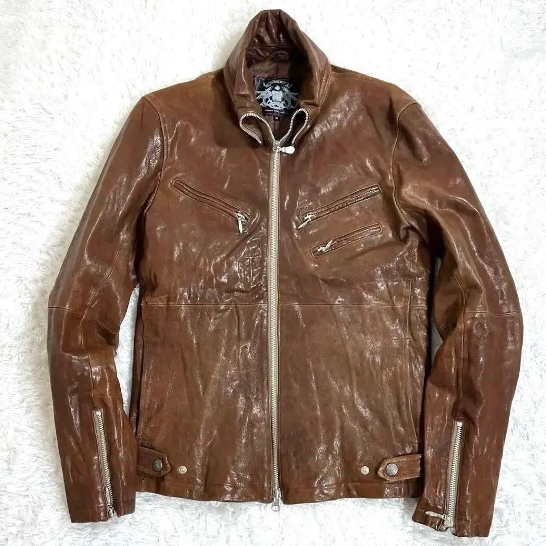 トルネードマート レザーシングルライダースジャケット y2kブラウン M
