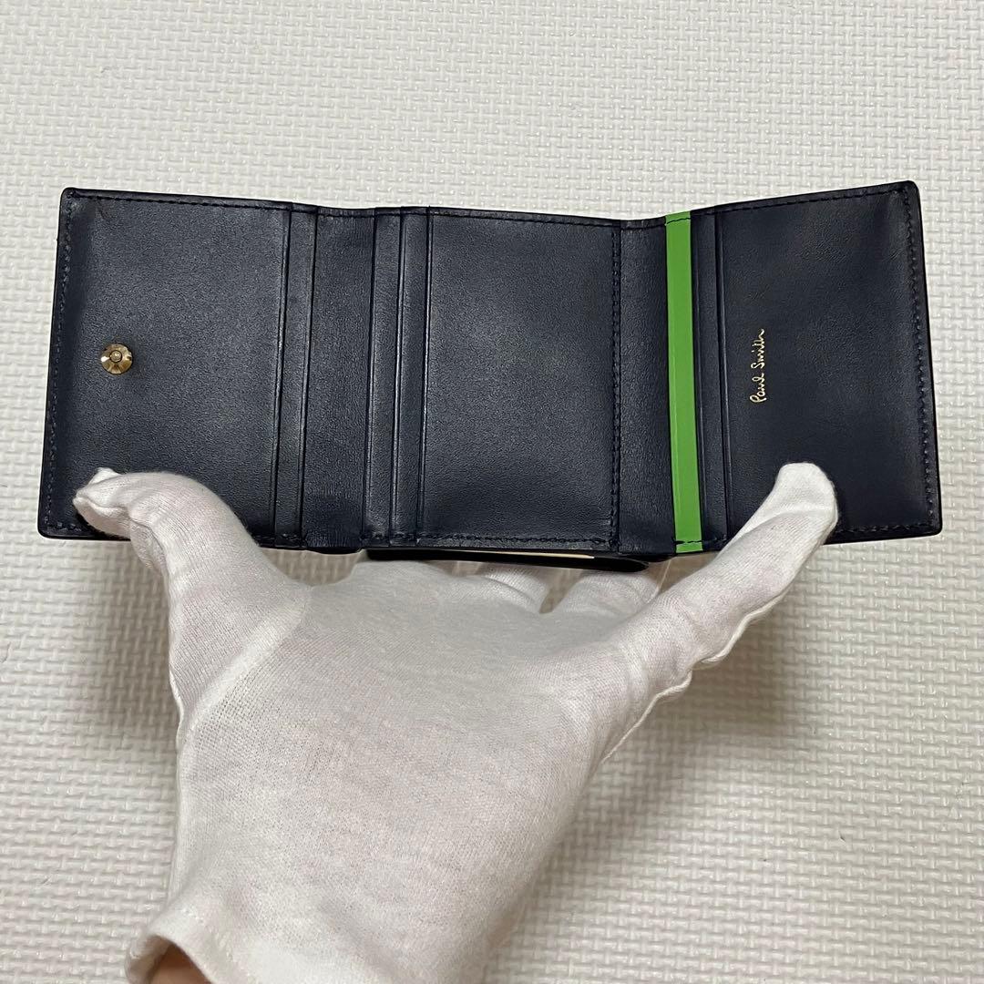 未使用　Paul Smith レザーがま口三つ折り財布 レモンツリープリント