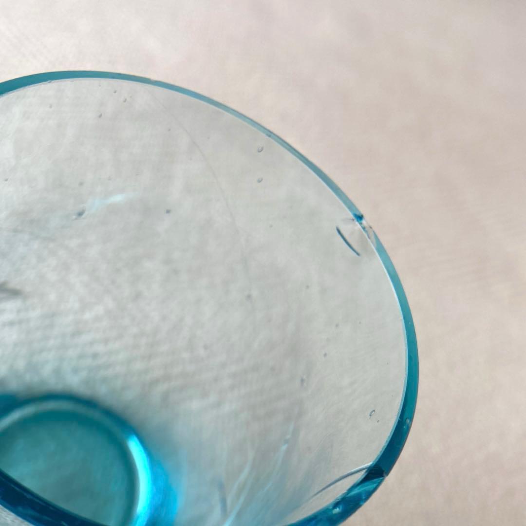 骨董 水色 ガラスカップ 零戦 戦闘機 切子細工 日本 レア ヒビあり