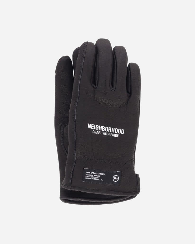 小物 NEIGHBORHOOD Leather Boa Gloves BLACK