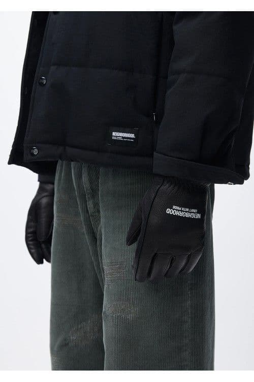 小物 NEIGHBORHOOD Leather Boa Gloves BLACK