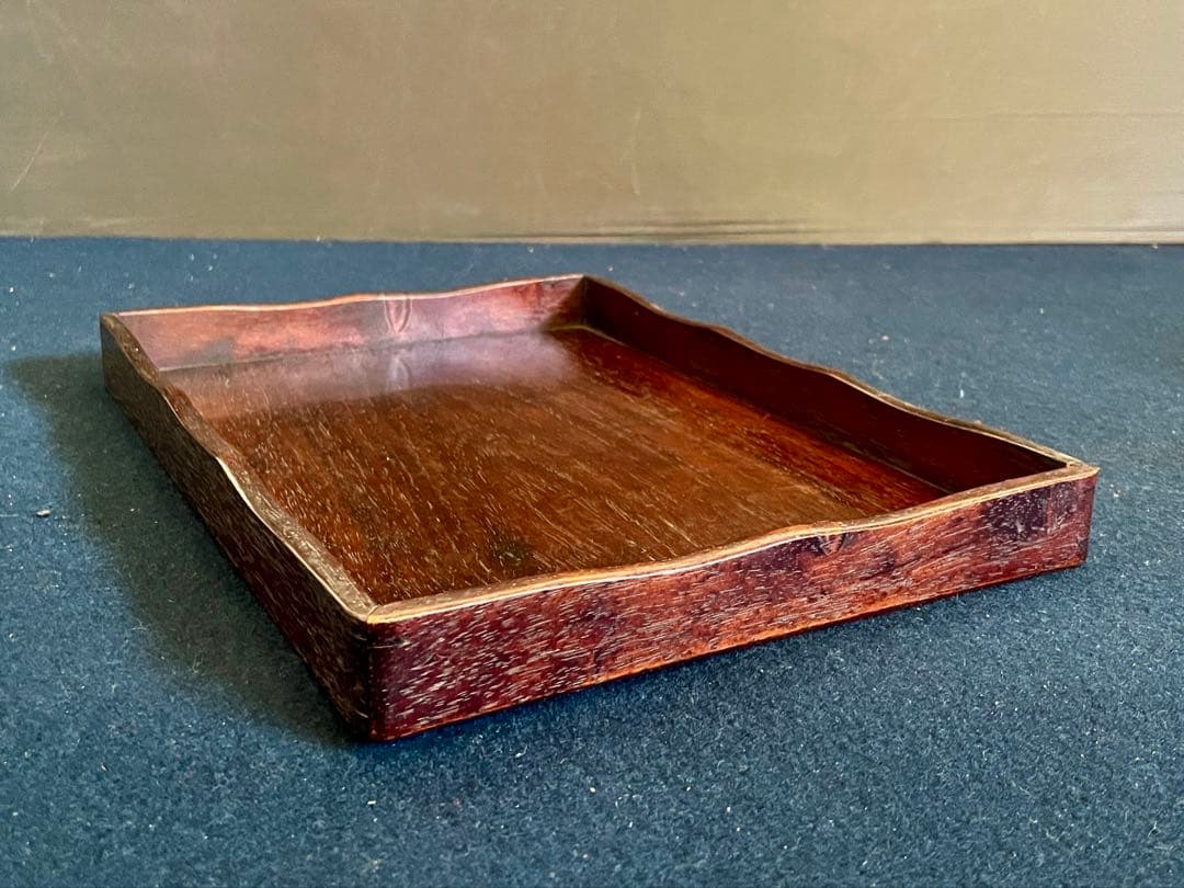 「祖」 唐木 煎茶盆 紅木 香盆 長方盆 拝見盆 (A)