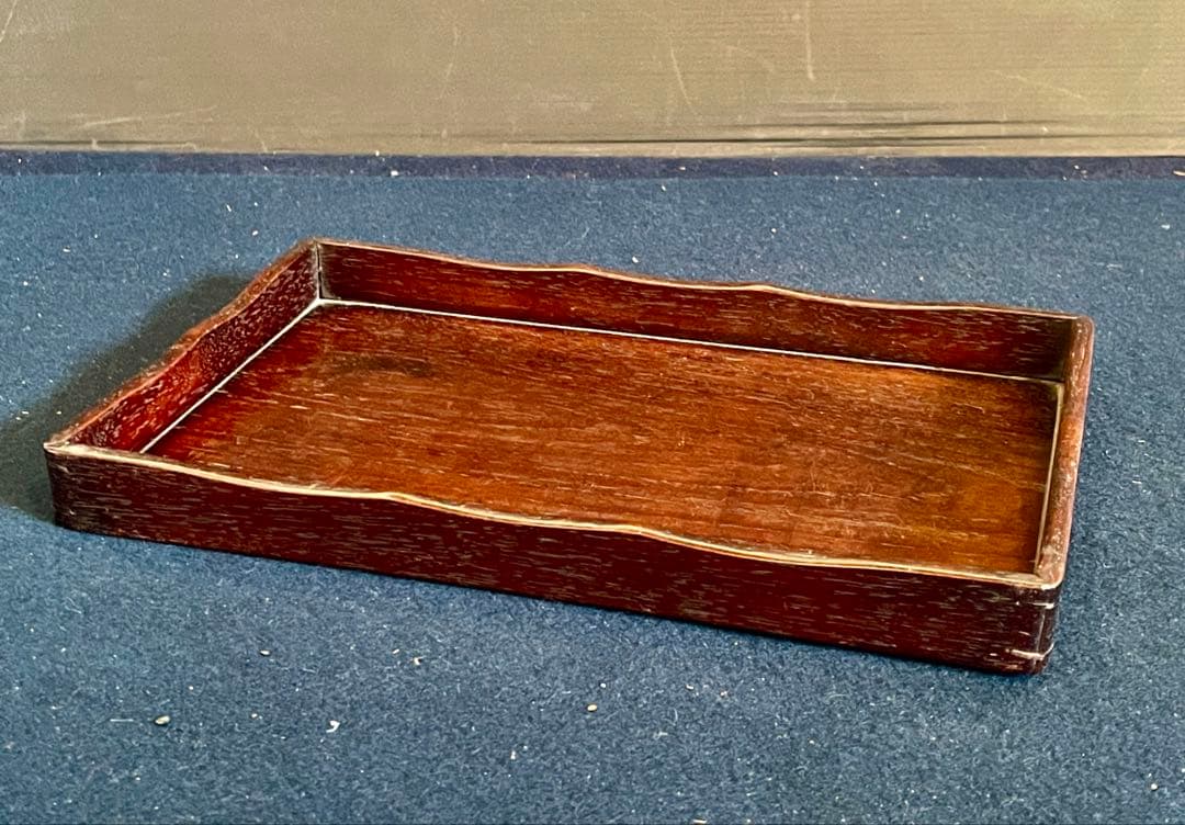 「祖」 唐木 煎茶盆 紅木 香盆 長方盆 拝見盆 (A)