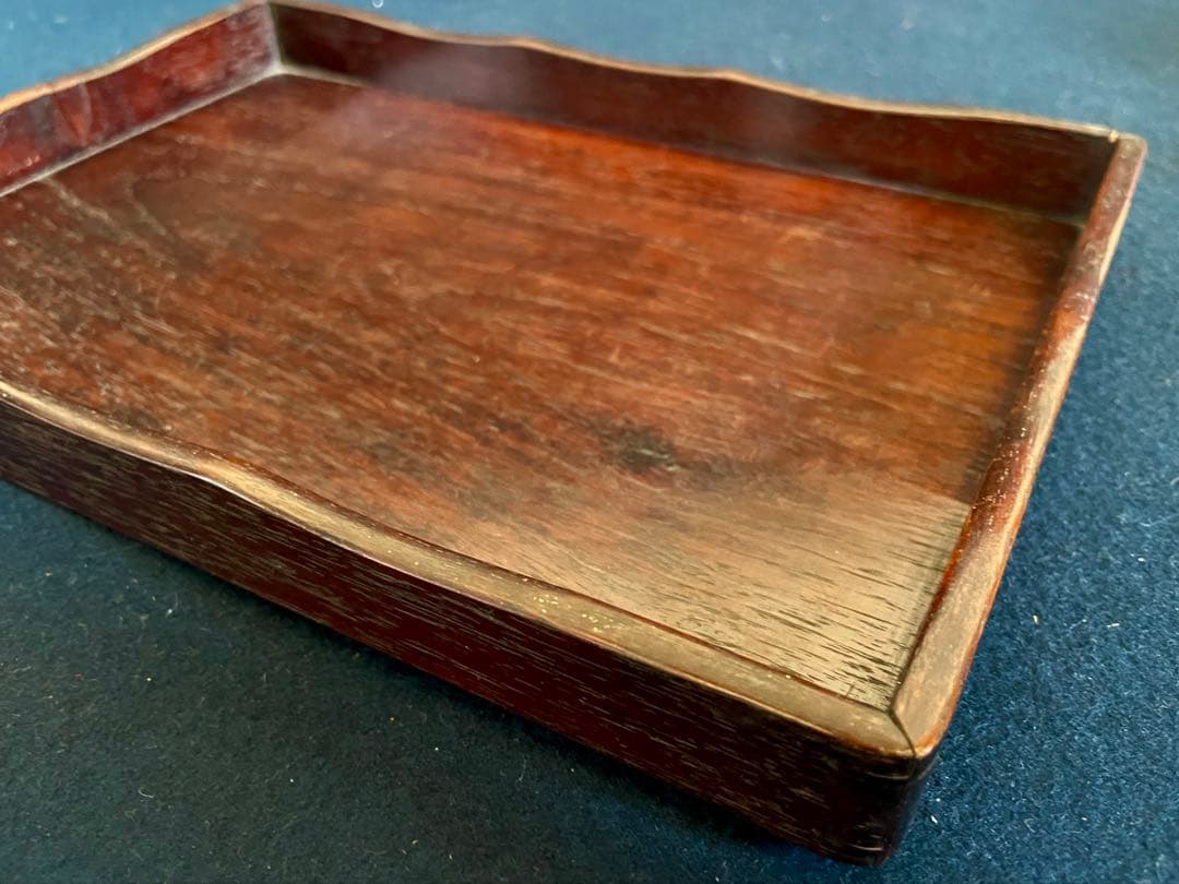 「祖」 唐木 煎茶盆 紅木 香盆 長方盆 拝見盆 (A)