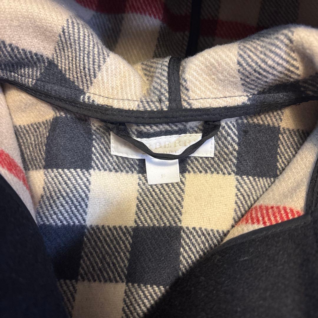 BURBERRYバーバリーチルドレン/黒チェックケープ/コート/ポンチョSベビー