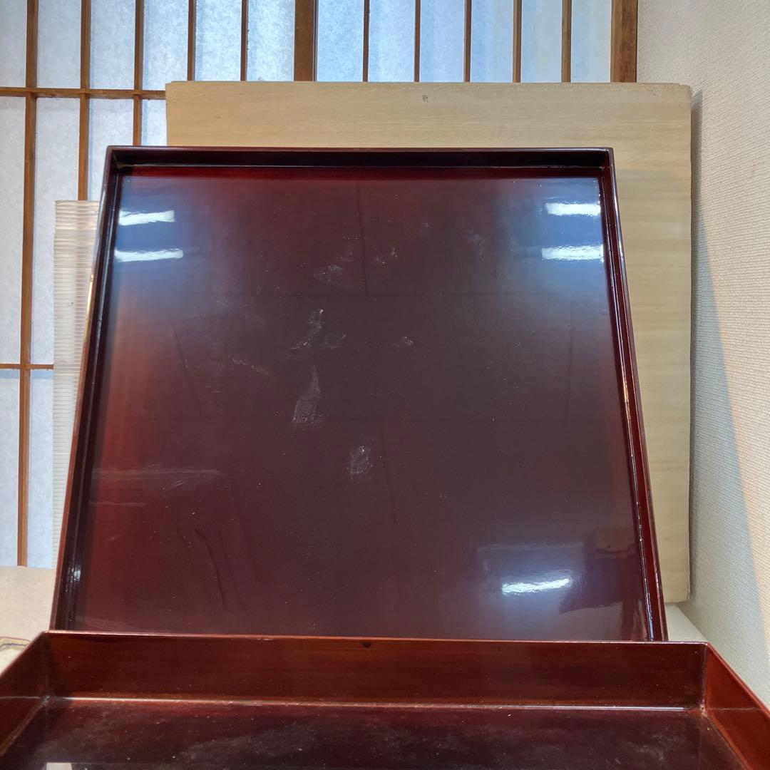 茶道具　盆　漆器　黒塗　盆　漆塗り共箱　N6KOB