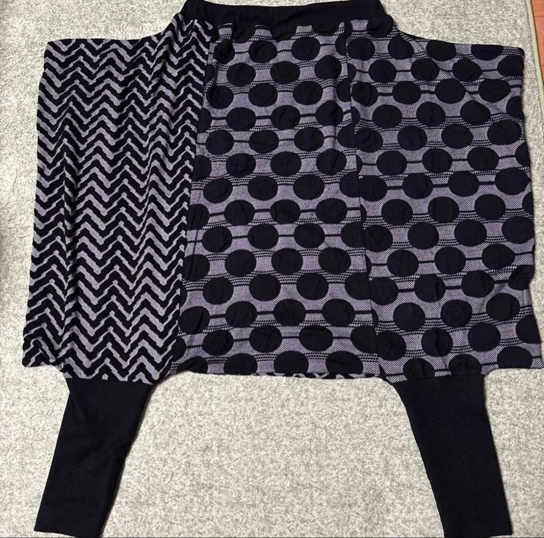 アンティカantiqua☆ドット柄切り替えサルエルパンツ☆変形 アシメントリー