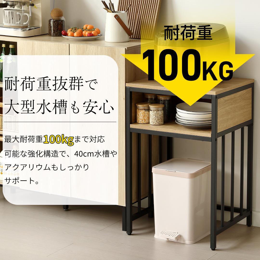 水槽台 水槽スタンド 耐荷重100kg 収納棚 二段 幅45cm スチール 頑丈