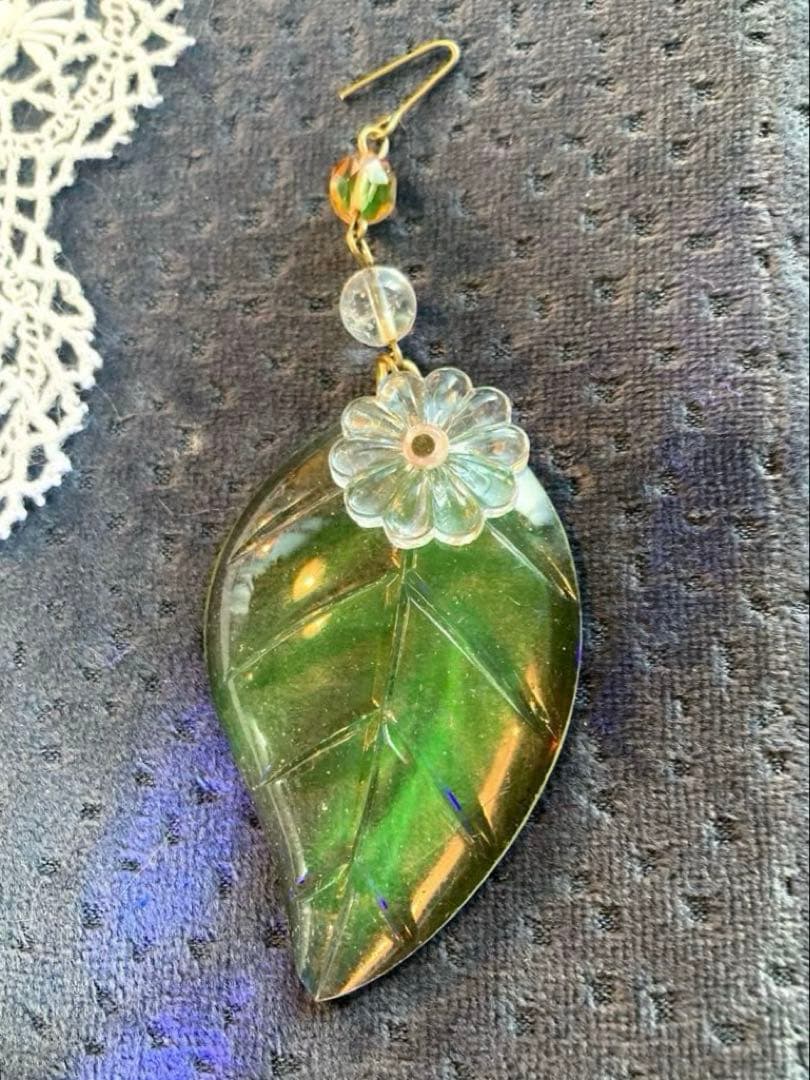 （専用）シャンデリアパーツ　ピンクウランとウランリーフ1880年　フランス