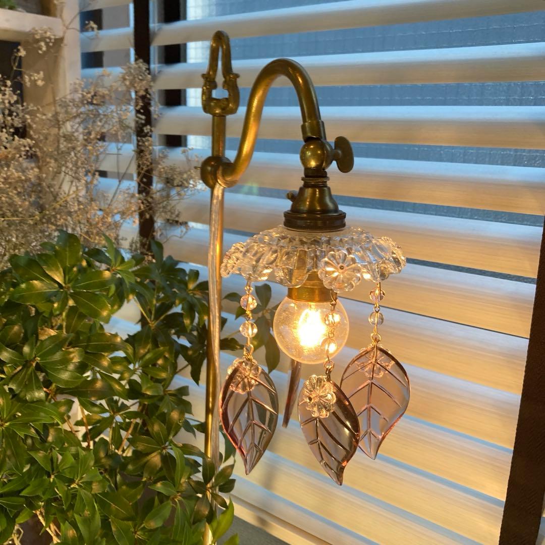 （専用）シャンデリアパーツ　ピンクウランとウランリーフ1880年　フランス