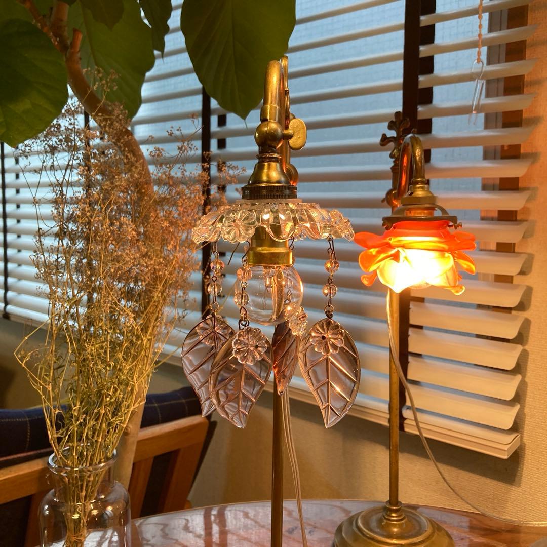 （専用）シャンデリアパーツ　ピンクウランとウランリーフ1880年　フランス