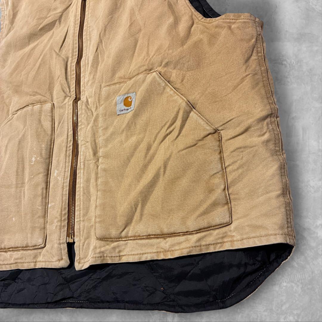 Carhartt ダックベスト 00s当時物 フェードキャメル中綿キルトXL相当