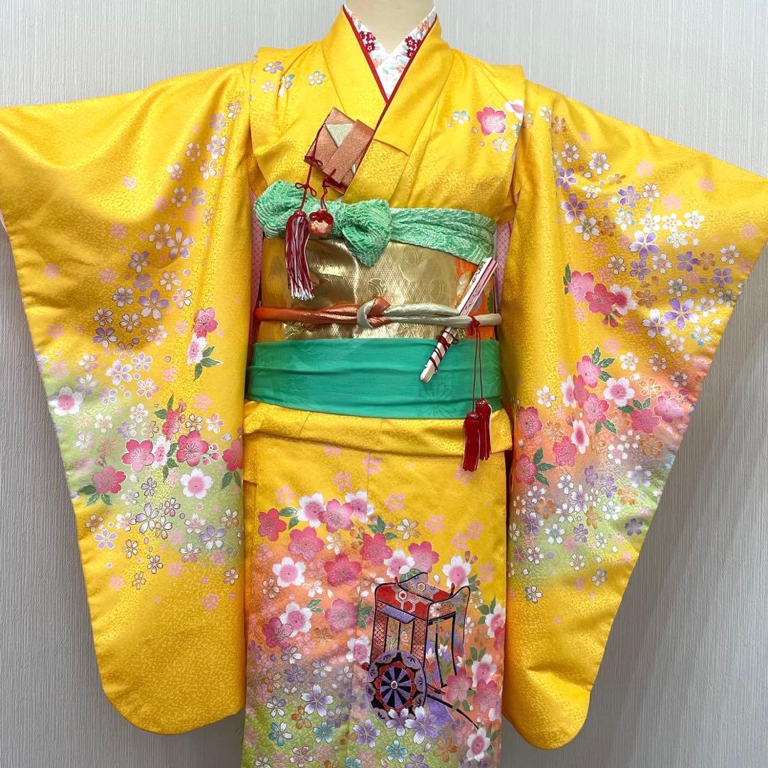 七五三 女の子 七歳用　綸子　振袖　フルセット