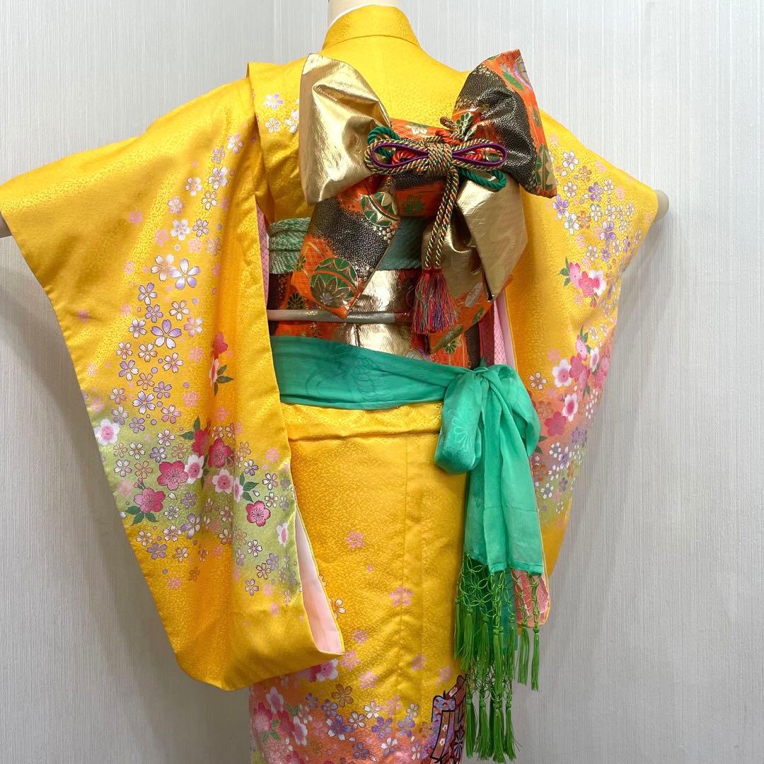 七五三 女の子 七歳用　綸子　振袖　フルセット