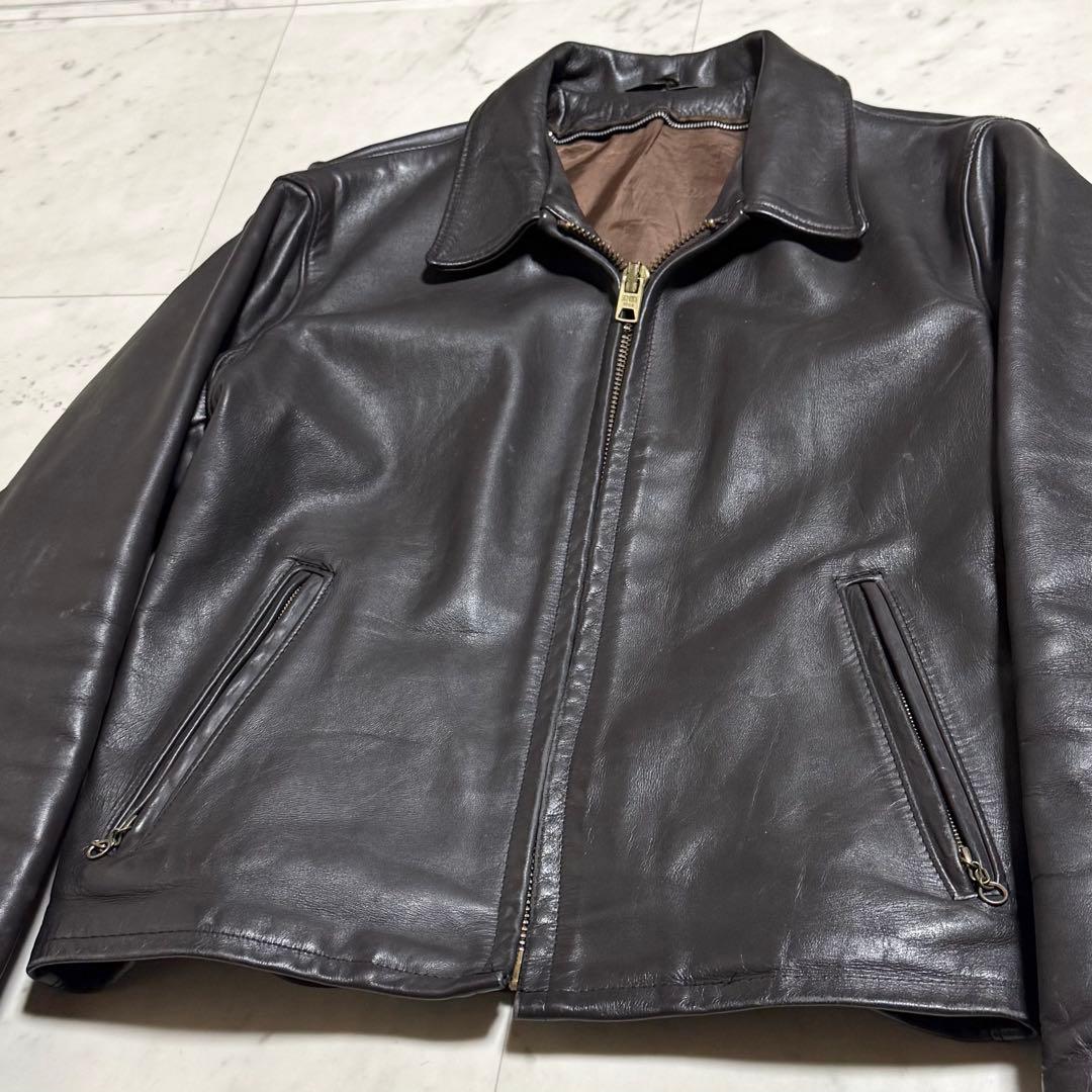 Schott レザーシングルライダースジャケット ダークブラウン 40