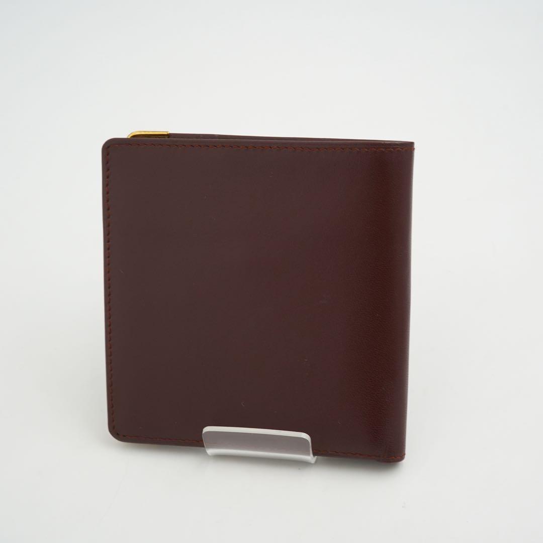 ✨未使用・付属品完備✨　カルティエ　二つ折り　マストライン　レザー　ボルドー