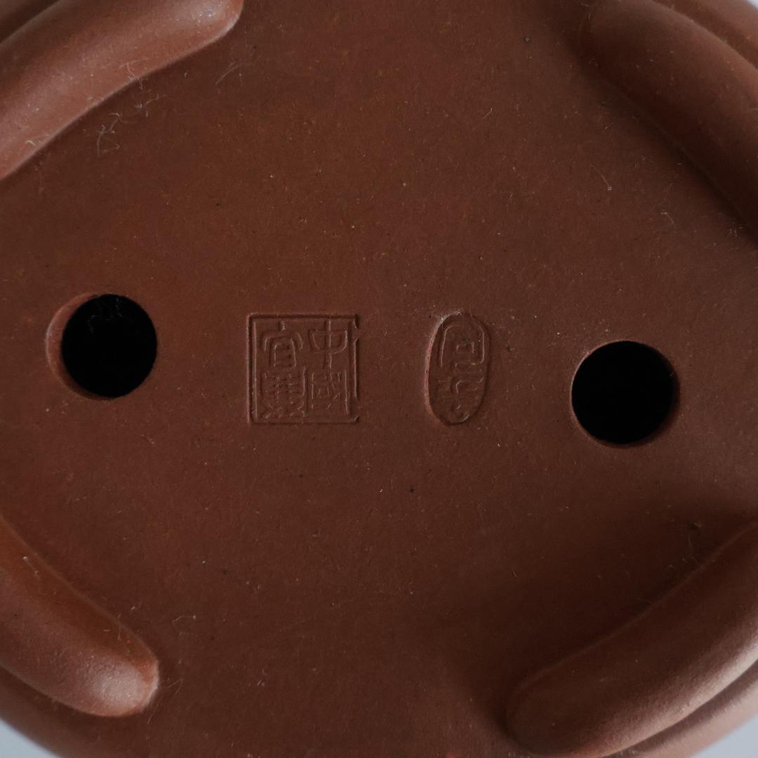 『 呉徳盛製 』『 中国宜興 』在銘 中国古盆器 紫砂 朱泥 紫砂鉢 盆栽鉢