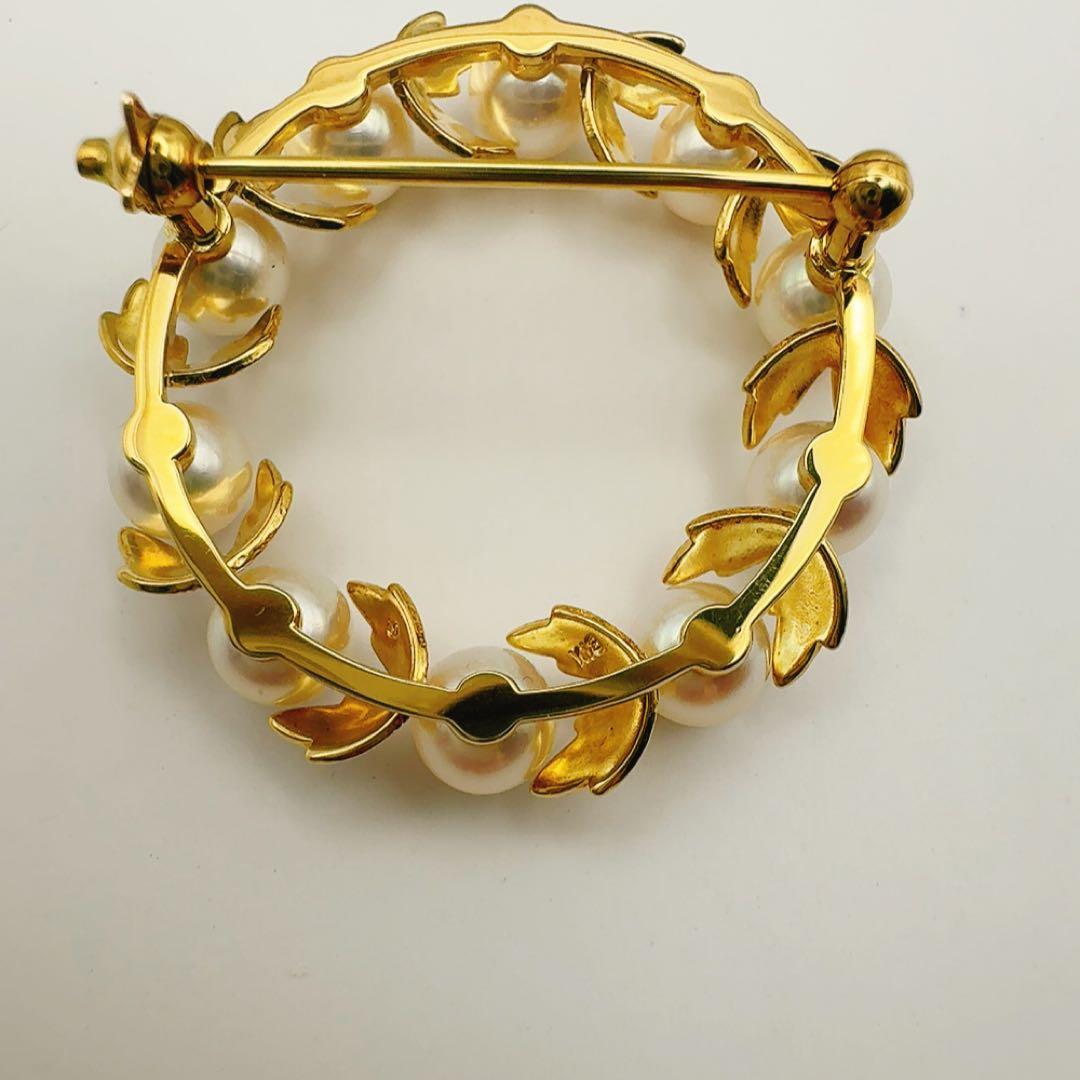 美品　定番　ミキモト　K18 月桂樹　ブローチ　美品