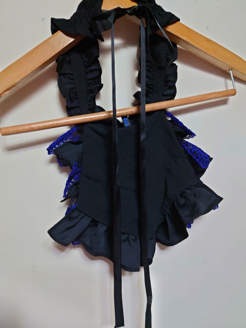 Moithe 燭台ロゴレースジャボ 黒×青 美品 モワティエ ブラックネイビー