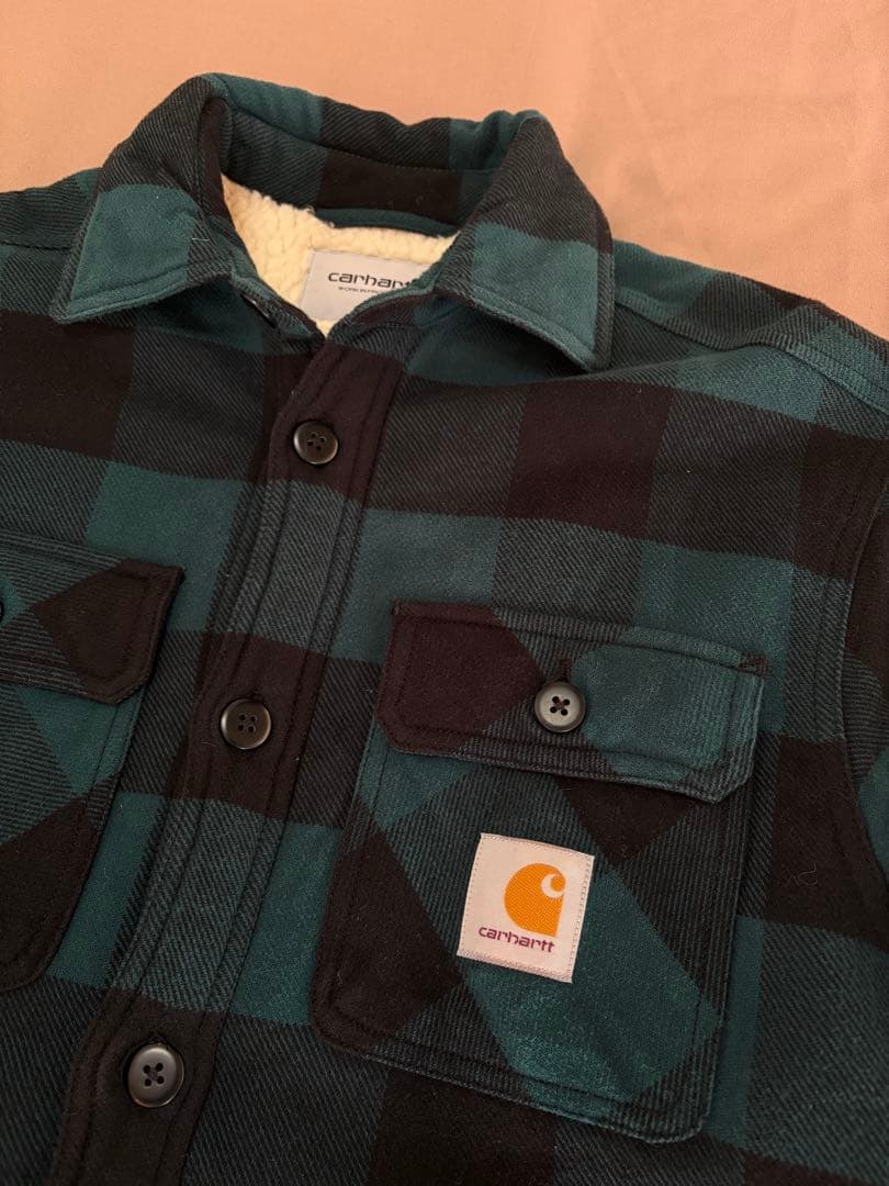 Carhartt ブロックチェックジャケット XS グリーン