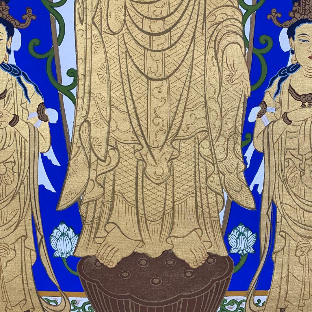 美品 掛け軸 善光寺一光三尊如来御影 仏教美術 仏画
