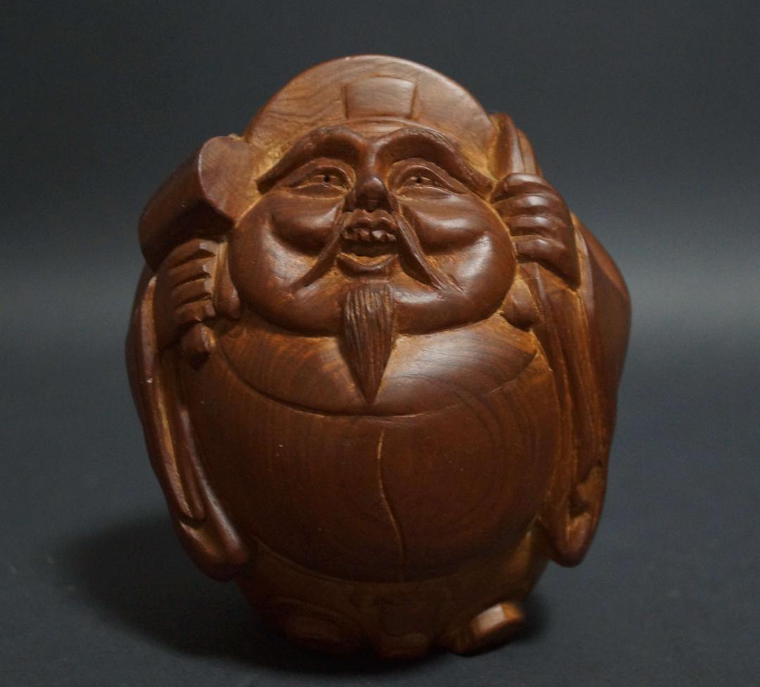 開運 細工木彫り『恵比寿/大黒天/寿老人』 三星福禄寿セット一刀彫り 縁起物置物