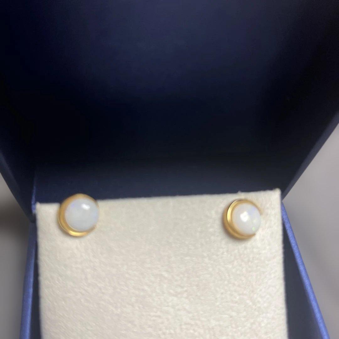 スタージュエリー k10 ムーン セッティング　ピアス　オパール