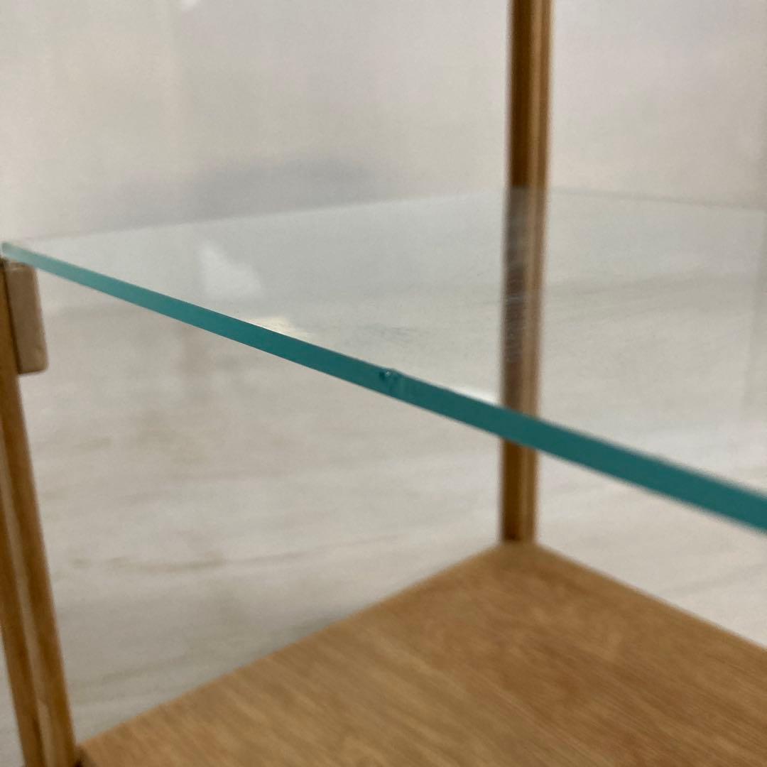 rin 古い木製 小振り ガラスケース 2段 卓上ショーケース 扉なし