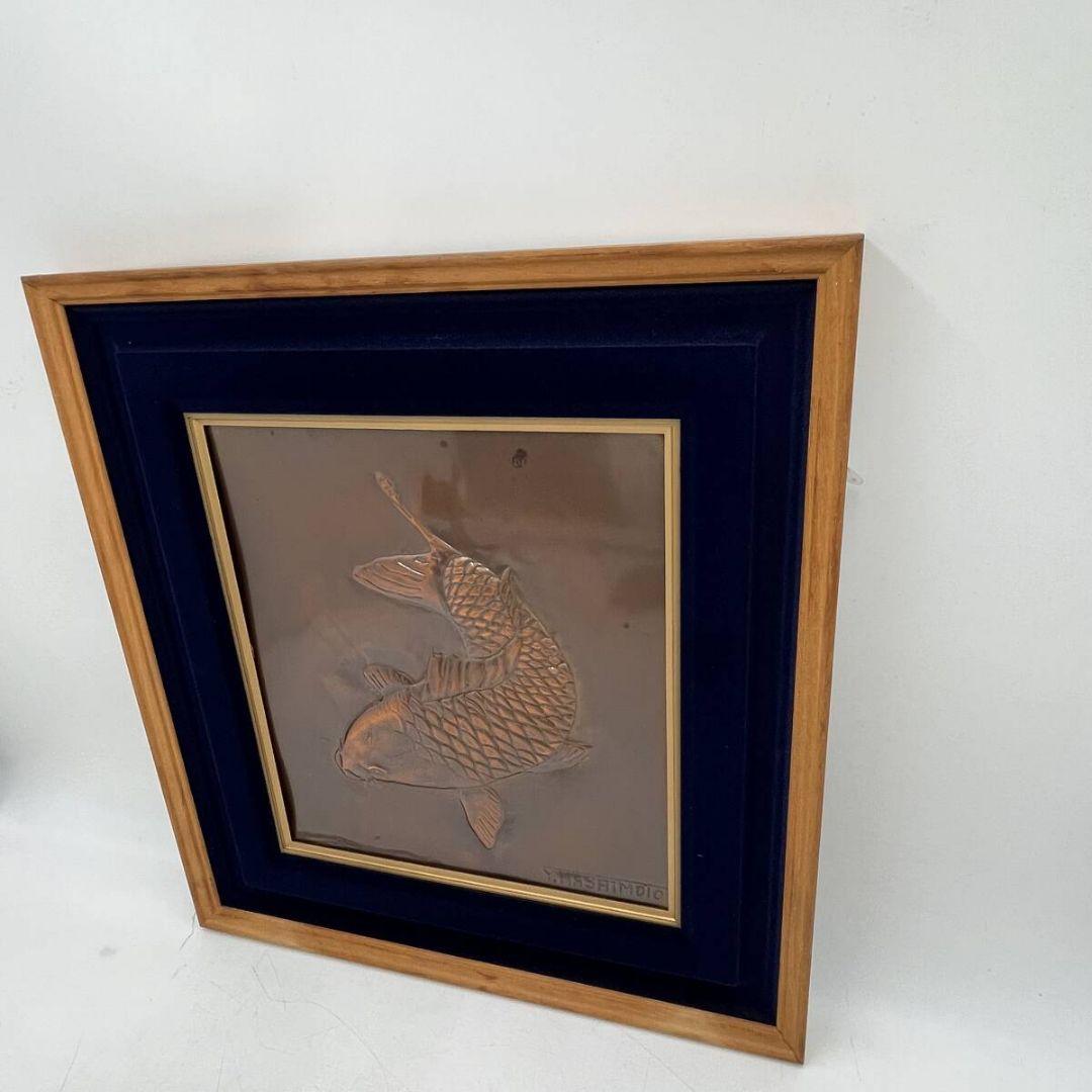 【 ヴィンテージ 】 鯉 アンティーク レリーフ 額