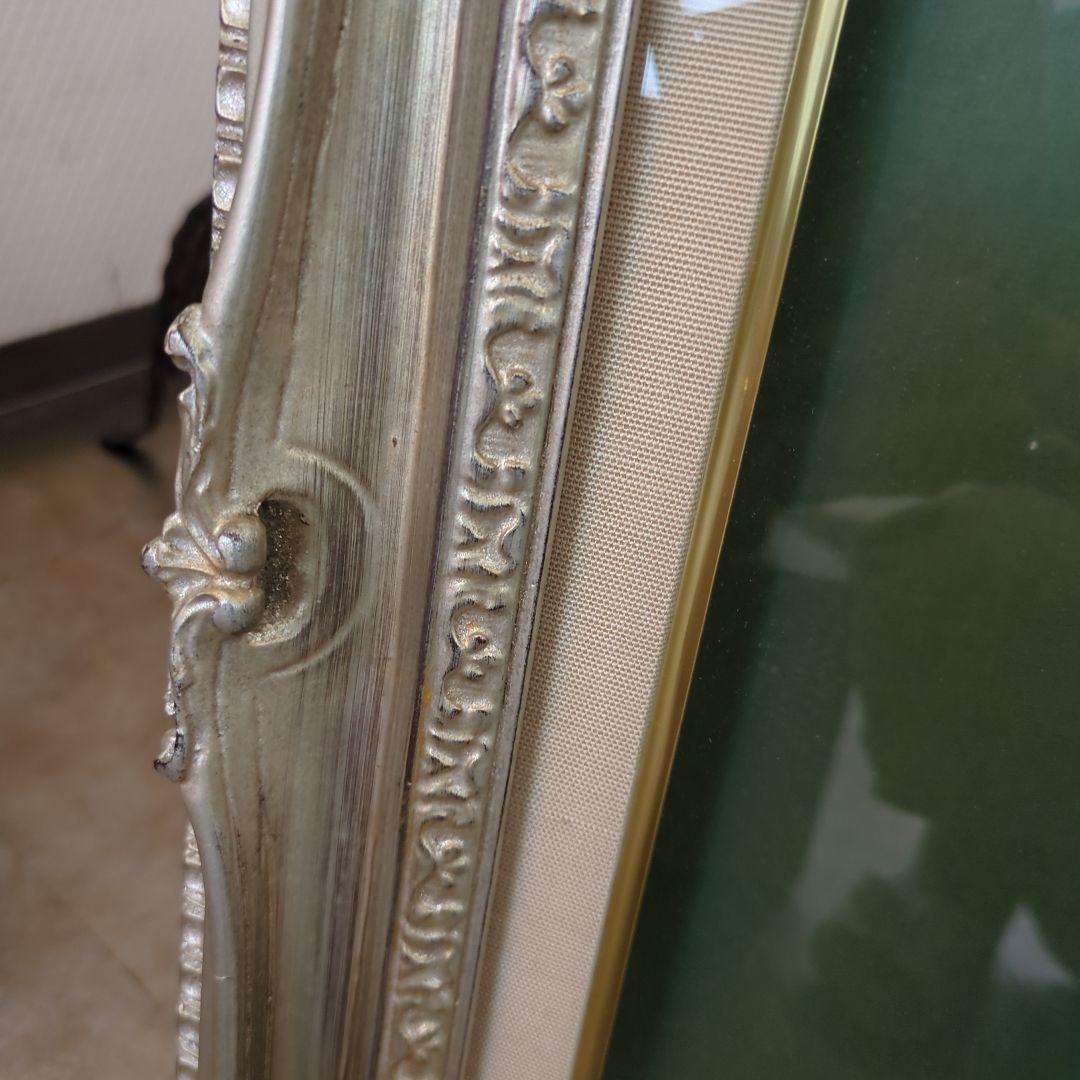 油彩 特大 額縁 F15 額縁 木製 シルバー 渋いシルバー 装飾彫 紙箱